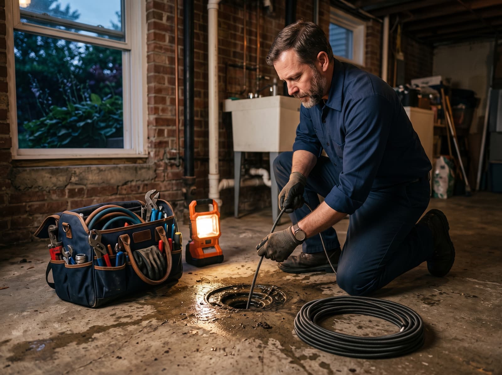 Emergency sewer backup cleaning equipment ready for service