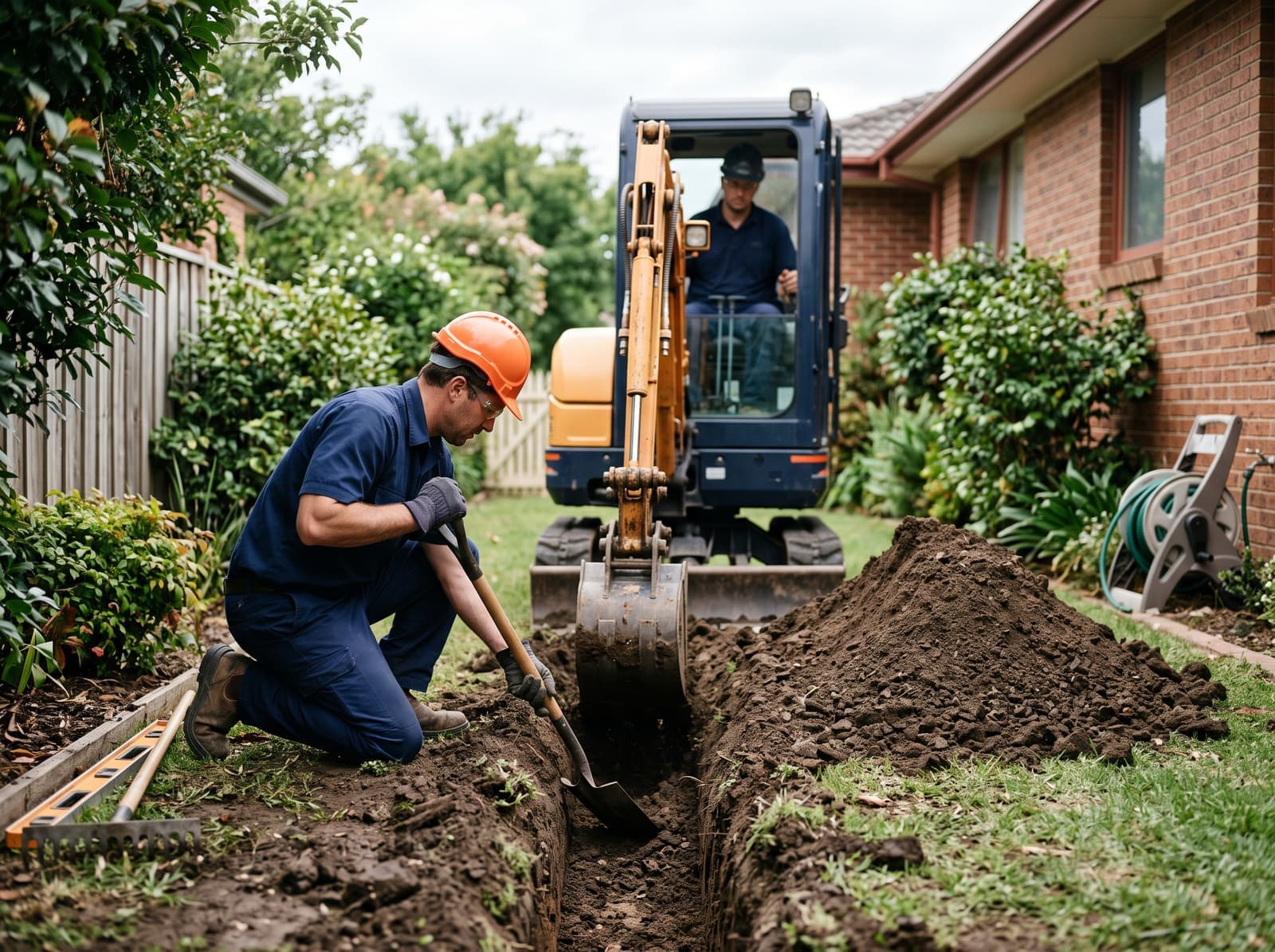 Jetstar Plumbing and Drains excavation equipment at an underground plumbing repair
